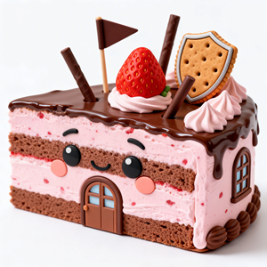 Figura de PVC Personalizada, Modelo de Decoración de Fortaleza de Pastel de Chocolate con Fresas - Product Image 3