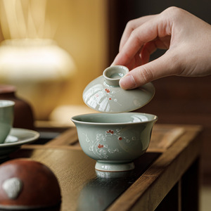Guanlan Banana Moonlight Ceramic Gaiwan Handmade Pull-Pattern Tea Bowl Heat Resisting Porcelain <b>Teacup</b> Set - Product Image 1