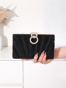 Bell Original Luxury Branded PU Leather Black Square Evening <b>Clutch</b> Bag Chains Party <b>Wedding</b> Banquets Elegant Designer - Product Image 2
