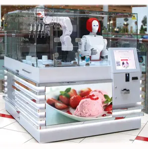 24 saat hizmet Kiki otomatik yumuşak dondurma yapma makinesi Robot otomat Kiosk