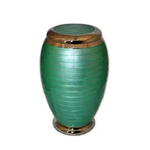 Urne de crémation en métal vert, kit d'urnes de crémation en laiton pour les cendres d'adultes