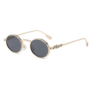 Retro Round <b>Sunglasses</b> Gold <b>Frame</b> UV400 Women's Sun Protection Type 3 PC Lens <b>Small</b> <b>Frame</b> Style - Product Image 5