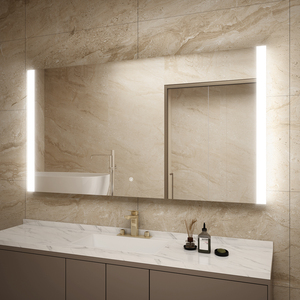 Miroir de salle de bain intelligent à LED rectangulaire avec deux lumières latérales givrées et miroir anti-buée - Product Image 4