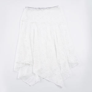 Falda Midi Asimétrica de Cintura Baja con Encaje Blanco para Mujer, Falda Elegante con Bordado Floral Transparente en Línea A para Usar en Verano, Nuevo Estilo 2026 - Product Image 6