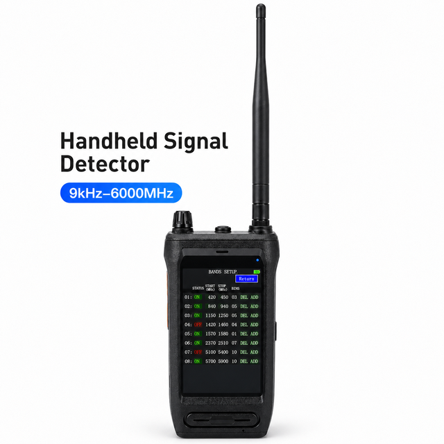 Wireless signal Detector 300M 868M 915M 1.2G 1.4G 2.4GHz 5.8GHz RF Scanner Alarm Handheld Detection Device Portable