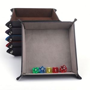 Personalized Custom Logo Portable Folding PU Leather Velvet Desktop Jewelry Storage <b>Dice</b> <b>Tray</b> - Product Image 1