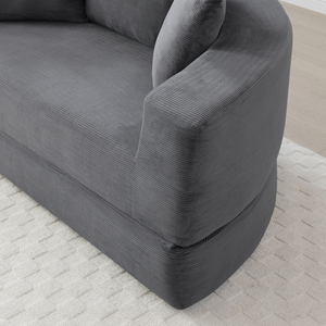 Sofá de Dos Plazas Minimalista con Brazos Curvos, Tapizado en Corduroy Texturizado, Combinable para Espacios Pequeños y Casas de Huéspedes - Product Image 6