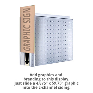 Expositor giratorio de suelo de doble cara con tablero perforado y base rodante con ruedas - Product Image 3