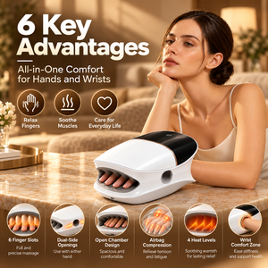 Masseur électrique pour les mains avec compression thermique, 6 modes, 6 niveaux d'intensité, appareil de soin des mains pour usage domestique - Product Image 3