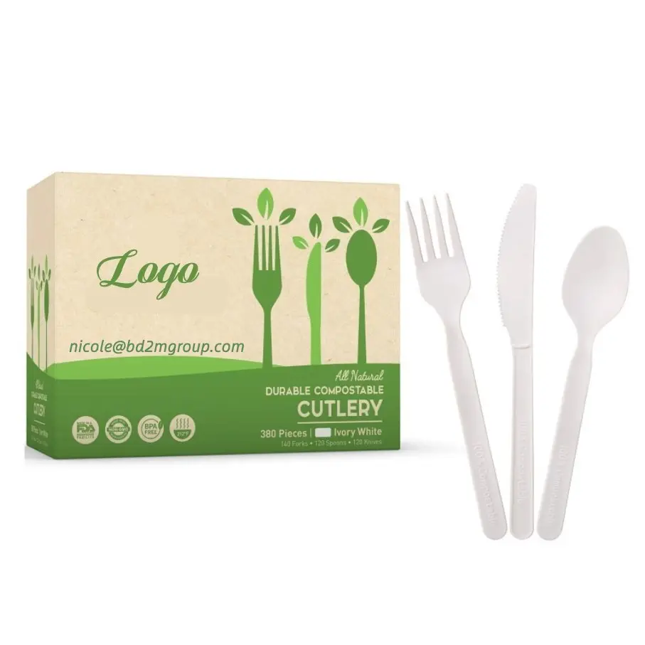 Compostable CPLA 처분할 수 있는 칼붙이 유효한 플라스틱 eco 친절한 양식기 칼 포크 숟가락 다른 크기 없음