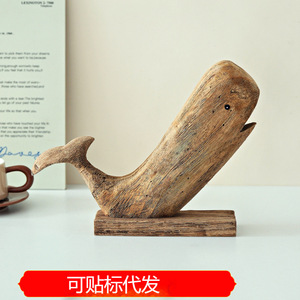 Figurine de baleine en bois sculptée à la main, décoration de table en bois de Paulownia, sculpture animale pour la décoration de la maison - Product Image 5