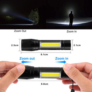 Mini lampe torche USB avec batterie intégrée, étanche, COB LED, zoom, aluminium, 3 modes, rechargeable, mini linterna - Product Image 2