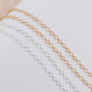 Cadena de Eslabones de Trébol Hueca/Esmaltada 1+1, Creativa, Chapada en Oro de 14K/Plata 925, <span class=keywords><strong>Accesorios</strong></span> <span class=keywords><strong>para</strong></span> Hacer Collares y Pulseras Permanentes - Product Image 2