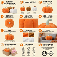 Adorable Peluche Citrouille d'Halloween, Coussin et Jouet d'Ambiance, Poupée pour Enfants, Déguisement de Fête