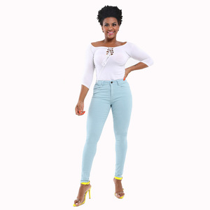 Jeans mode <span class=keywords><strong>noir</strong></span> haute élastique petits pieds grande taille hanche femmes - Product Image 6