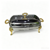 Großhandel königliches Restaurant Catering Party Edelstahl Rechteck Küchenvorrichtung Buffet Speisenwärmer Glas Chafing-Dish