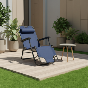 Sillas Plegables de Metal para Piscina con 2 Posiciones Tumbona Cama Reclinable para Playa y Exteriores - Product Image 5
