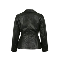 Blazer matelassé noir en cuir véritable pour femme, coupe ajustée, décontracté, respirant, léger, avec logo personnalisé, revers cranté, idéal pour l'automne et le bureau