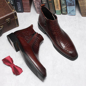 Bottes montantes Balmoral en cuir véritable pour homme, à lacets, texture poncée à la main, style workwear, solides, imperméables, antidérapantes, spécialité - Product Image 3