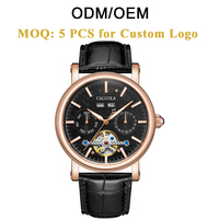 Montre mécanique automatique pour homme avec logo personnalisé, boîtier en acier inoxydable, verre saphir, cadran squelette analogique, résistante à l'eau
