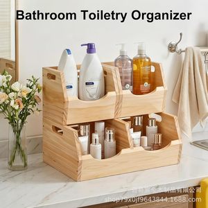 Wooden Double Layer Stackable Storage Box For <b>Potato</b> Onion Food Desktop Organizer Rectangular Standing Type 2nd Floor - Product Image 5
