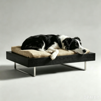 Modernes Luxuriöses Holz-Hundebett für Innen und Außen Minimalistisches Luxus-Haustierbett Handgefertigter Holzrahmen mit Ultra-Weichem Kissen
