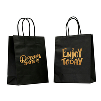 Sac de shopping en papier kraft avec logo personnalisé, sac fourre-tout rectangulaire noir mat pour l'emballage de boutiques de détail