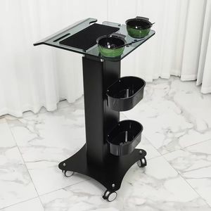 Chariot de rangement pour outils de coiffure et de coloration, avec panneau acrylique, seau de rangement et bol de lissage - Product Image 3