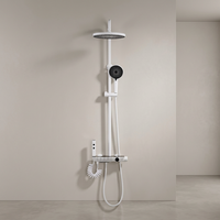 Colonne de douche murale thermostatique avec affichage numérique, système de douche pluie et douchette à main