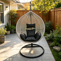 Fauteuil suspendu en rotin PE pour extérieur, structure métallique, pour balcon, patio, jardin, chaise hamac suspendue, chaise de détente, chaise panier