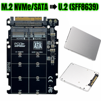 Kartu Adaptor 2 in 1 M.2 SSD ke U.2 SFF-8639, Casing Aluminium Alloy, Konverter PCIe 3.0 X4, Mendukung NVMe & SATA NGFF M/B Key SSD