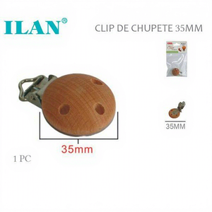Clip per Ciuccio Ilan 35mm in Legno, Accessorio per Neonati - Product Image 1