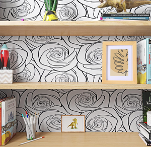 Wallpaper bunga Vintage hitam dan putih Modern minimalis, stiker dinding Mural pola bunga kamar tidur Perempuan kamar mandi - Product Image 3