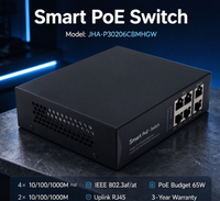 4 Port 10/100/1000M PoE + 2 Port Uplink Gigabit Ethernet RJ45 |   Switch PoE Pintar Serat Optik