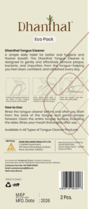 Dhanthal Stainless Steel Tongue Cleaner Eco Pack Featuring 2 Pieces Double Handle Design Superior Quality Non Slip Better Grip - Product Image 2