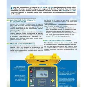 Testeur de résistance de terre numérique Chauvin Arnoux CA6460, instrument de mesure sur site portable, 100A AC/DC - Product Image 2