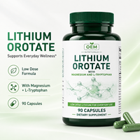 Capsules d'orotate de lithium, magnésium et L-triptophane, complément alimentaire à faible dose pour soutenir la santé du cerveau et de l'humeur, étiquette privée OEM