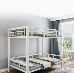 Cama Loft Moderna e Durável em Ferro Forjado, Conversível e Ajustável, Multifuncional para Apartamentos Pequenos e Escolas, Preta e Branca, Solteiro - Product Image 5