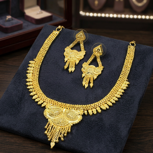 Wholesale Fashion 14K 18K 24K Micron Gold Short Necklaces, Traditional Design Jewelry Set, Brass Micron Gold Forming Jewelry Set - Product Image 1