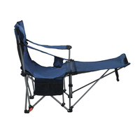 Chaise de camping moderne en fer pour l'extérieur avec 3 positions inclinables, poches latérales et porte-gobelet, sac de transport pliable - Bleu foncé