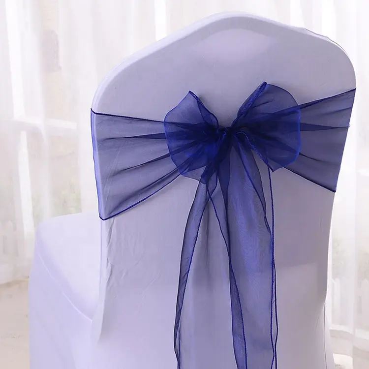 Fascia pieghevole all'ingrosso della copertura della sedia del nodo dell'arco della decorazione di banchetto dell'hotel della festa nuziale dello Spandex della maglia dell'organza