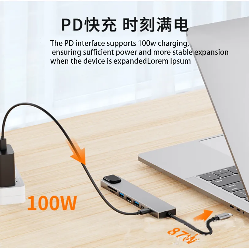 高品質2017LPD100wドッキングステーションUSBタイプCハブ8 in1 USBハブ多機能アダプター