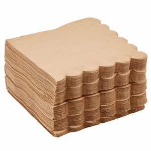 Serviettes en papier jetables pour restaurant, 10x10 pouces, 2 plis, kraft brun, 18 g/m², en pâte de bois, format carré, style sac, 4 plis, pour fêtes - Product Image 5