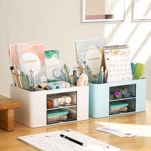 Organisateur de bureau multifonctionnel en <span class=keywords><strong>plastique</strong></span> transparent mignon pour enfants, filles, école, avec tiroir - Product Image 2