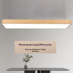 Suspension LED longue en fer couleur bois pour bureaux, jardins d'enfants, centres de formation et salles d'étude - Product Image 1