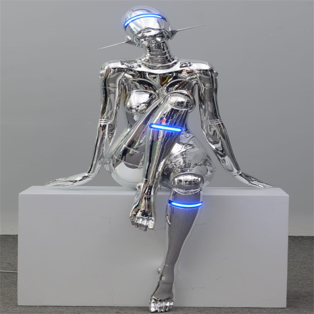 JYLIGHTING Postmodern Art Resin Glass Decorative Art Designer Floor Lamps Lady Sitting Human Sculpture Floor Lamp for Decor