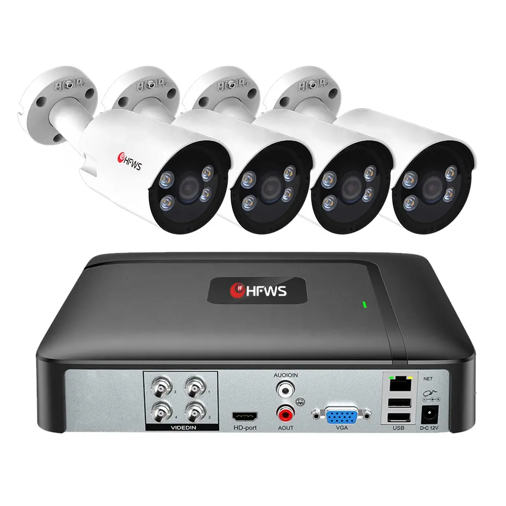 Hot Selling 2MP AHD Analog Camera Warm Light Color Night Vision 4CH H.265 Dvr Security Cctv Surveillance Camera System Outdo