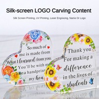 Plaque de récompense en acrylique transparent de haute qualité en forme de cœur, vierge, pour personnalisation DIY, à poser sur table, bloc cadeau, vente en gros