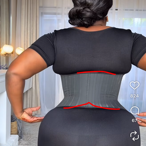 Corset colombien en forme de W, gaine amincissante, devant long, dos court, pour corps aux courbes généreuses, 25 baleines en acier, gaine amincissante en latex avec fermeture éclair - Product Image 4