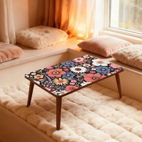 Table basse compacte néoclassique avec plateau en pierre pour chambre, baie vitrée, salon, table d'appoint de canapé – Meuble élégant pour appartement